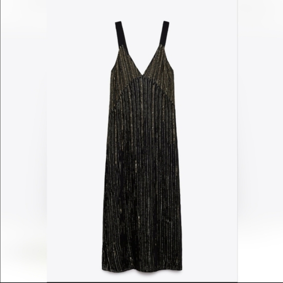 Zara Black and Gold Women's Dress NWT (149$) - Picture 1 of 3